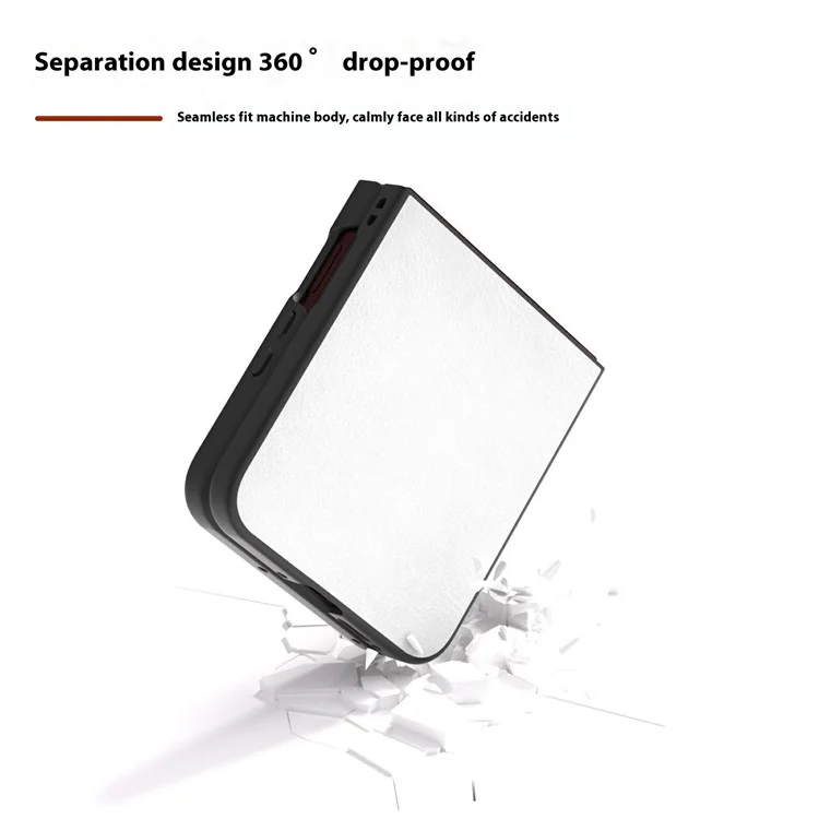 Capa para Motorola Razr 60 Ultra 5G em Couro PU Textura Lítchi + Capa de Telefone PC - Branco