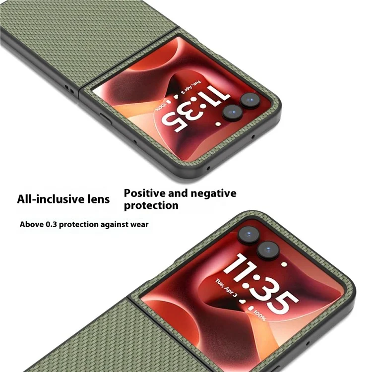 Capa para Motorola Razr 60 Ultra 5G com Textura de Fibra de Carbono em PU + PC - Verde