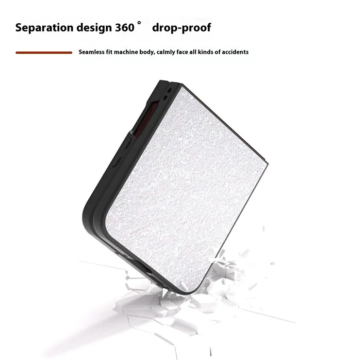Funda de Purpurina de Colores para Motorola Razr 60 Ultra 5G - Carcasa Antigolpes de PU + PC - Blanco