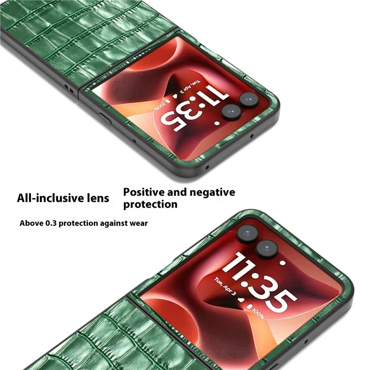 ABEEL para Motorola Razr 60 Ultra 5G Capas de Couro Genuíno de Vaca + TPU à Prova de Queda - Verde