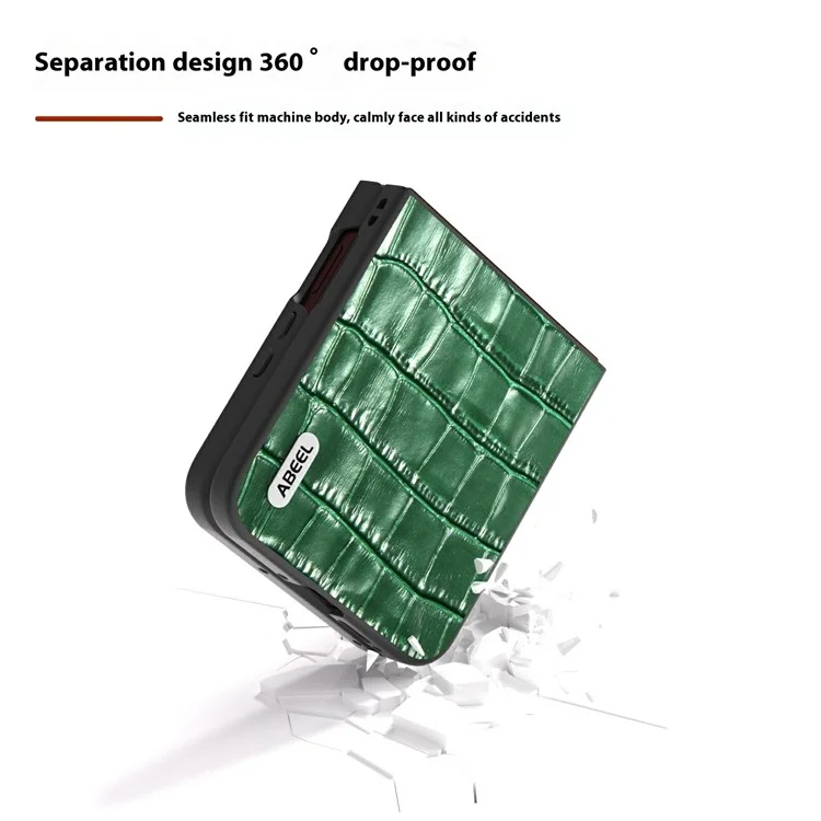 ABEEL para Motorola Razr 60 Ultra 5G Capas de Couro Genuíno de Vaca + TPU à Prova de Queda - Verde