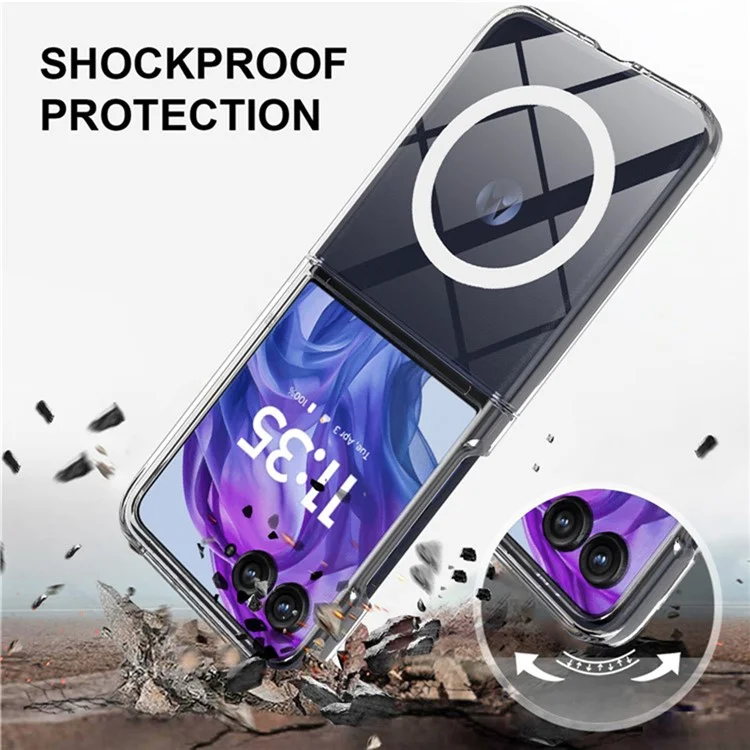 Para Motorola Razr Ultra 2025 5G / Razr 60 Ultra Capa de Celular Transparente Compatível com MagSafe, Capa Traseira de TPU+Acrílico