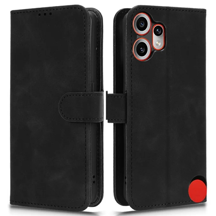 For Nothing CMF Phone 2 Pro Leather Case Skin Feel Anti Drop Wallet Flip Phone Cover - Black