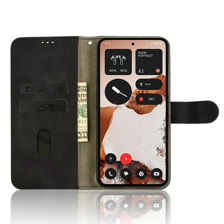 For Nothing CMF Phone 2 Pro Leather Case Skin Feel Anti Drop Wallet Flip Phone Cover - Black