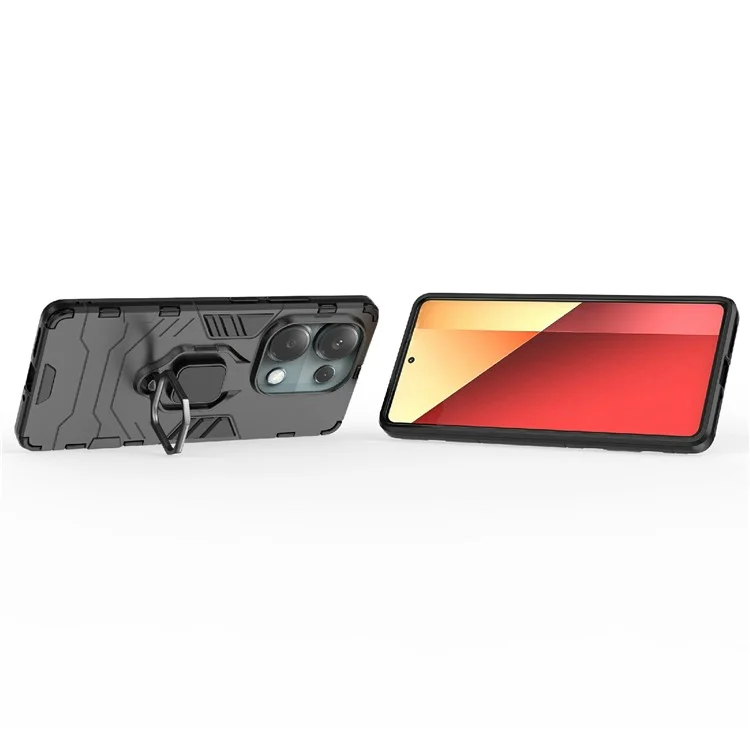 Funda para Xiaomi Redmi Note 14S 4G de PC + TPU con Anillo y Soporte - Negro