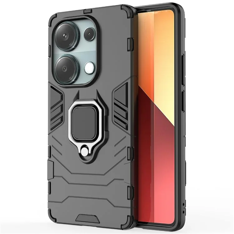 Funda para Xiaomi Redmi Note 14S 4G de PC + TPU con Anillo y Soporte - Negro