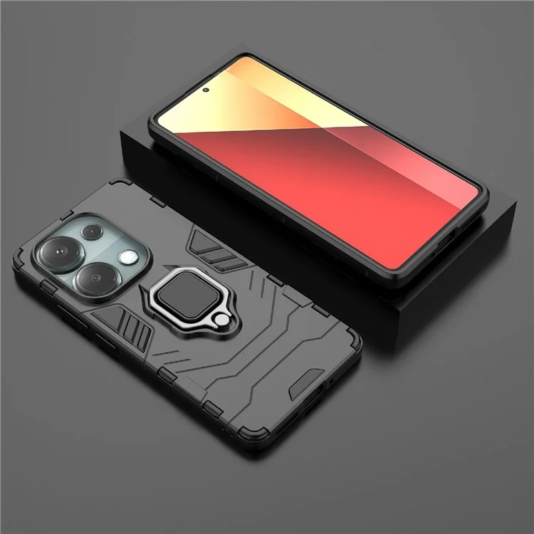 Funda para Xiaomi Redmi Note 14S 4G de PC + TPU con Anillo y Soporte - Negro