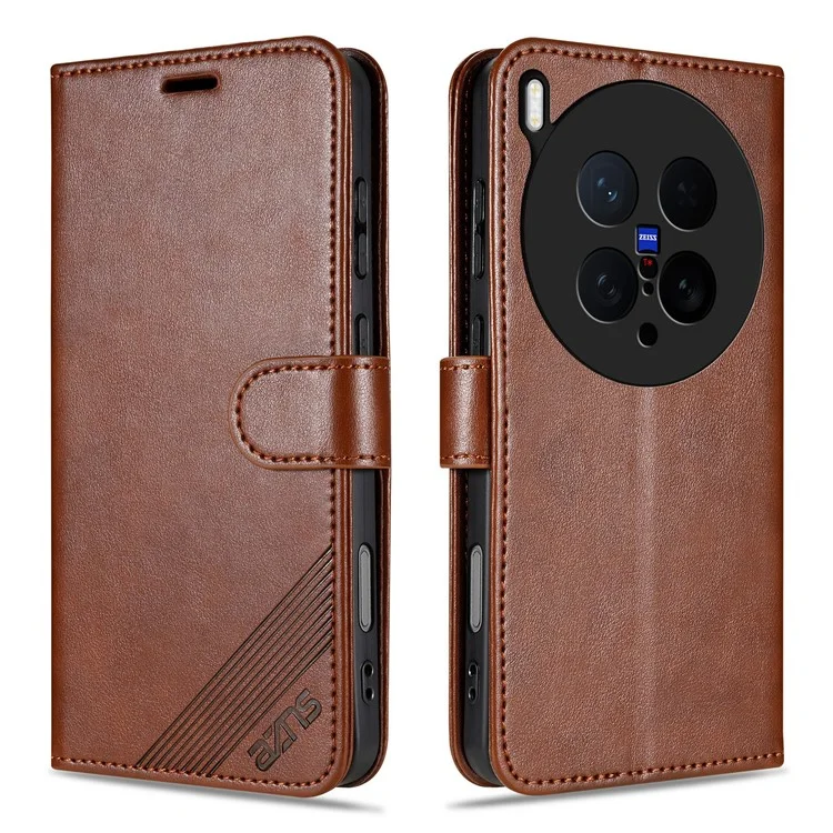 Capa AZNS para vivo X200 Ultra 5G - Carteira de Couro PU à Prova de Arranhões com Suporte - Marrom
