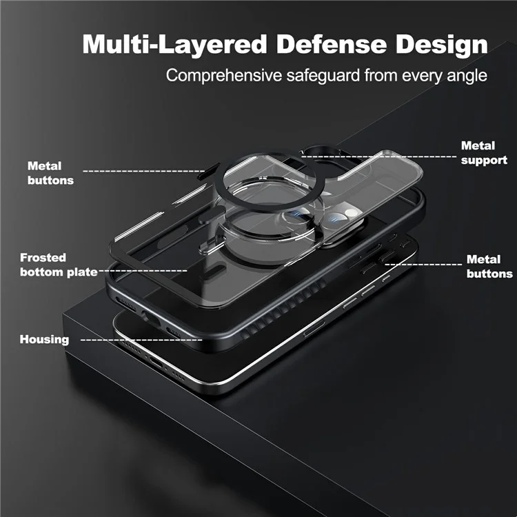 Cover per iPhone 16 Pro Compatibile con MagSafe TPU + PC Antiurto per Retro Telefono - Nero