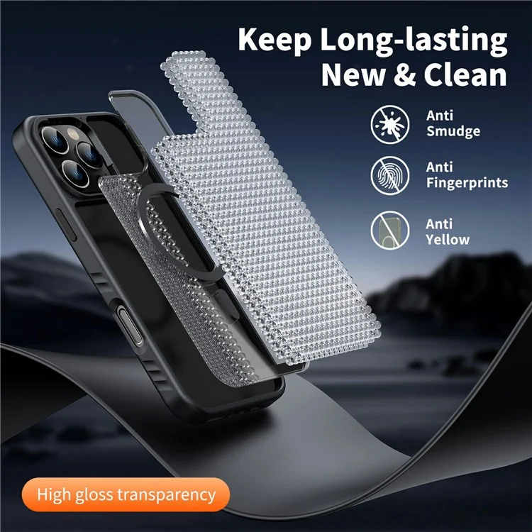 Cover per iPhone 16 Pro Compatibile con MagSafe TPU + PC Antiurto per Retro Telefono - Nero