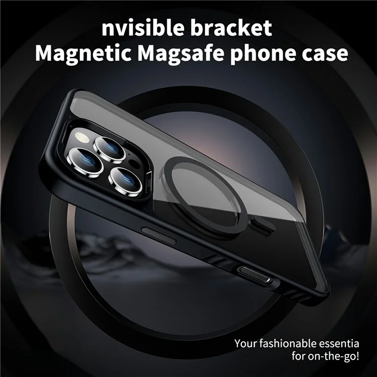 Étui pour iPhone 16 Pro Max Compatible avec MagSafe TPU + PC Antichoc Protection Arrière du Téléphone - Noir