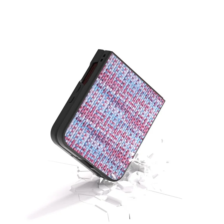 Funda de cuero y PC para Motorola Razr 60 Ultra con textura de cuadros - Morado