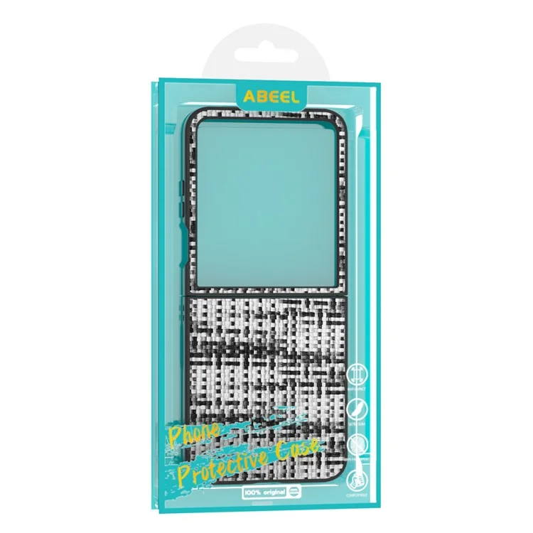 Funda de cuero y PC para Motorola Razr 60 Ultra con textura de cuadros - Morado