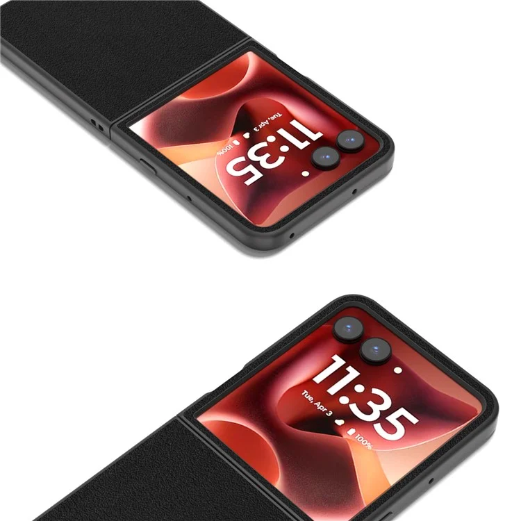 Чехол ABEEL для Motorola Razr 60 Ultra из натуральной воловьей кожи - противоударный, защитный, черный
