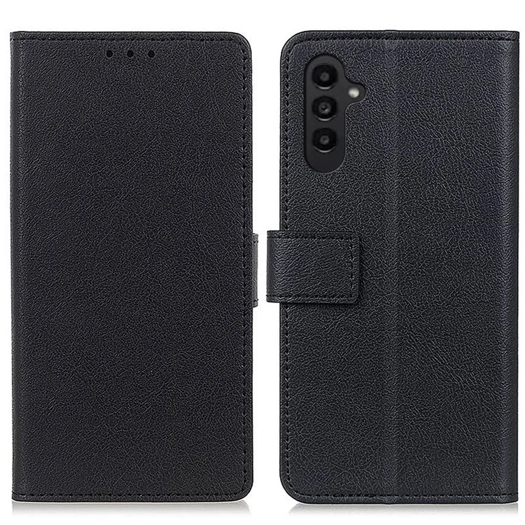 Étui de Téléphone Mobile Pour Samsung Galaxy A14 5G, Cuir PU Texturé + TPU Full Body Protection Shell Stand Salle Magnitic Classe Cape Couvercle de Téléphone - le Noir