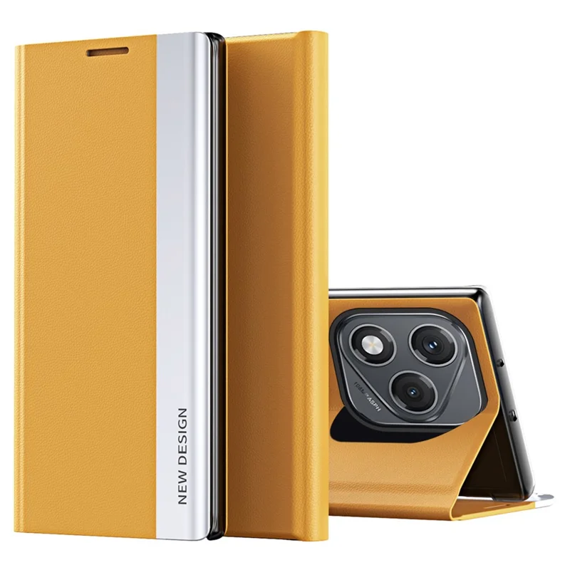 For Honor 400 Lite 5G Case Antidrop Leather Phone Cover with Stand - Yellow