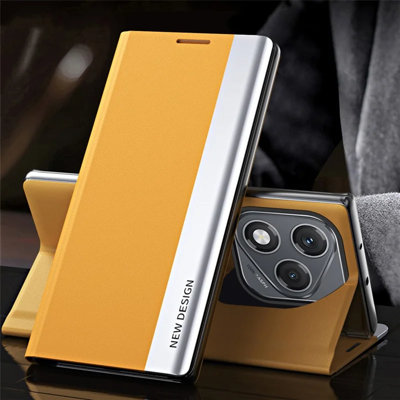 For Honor 400 Lite 5G Case Antidrop Leather Phone Cover with Stand - Yellow