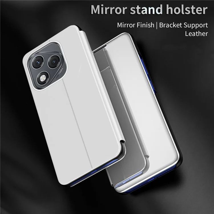 For Honor 400 Lite Case View Window Stand Leather Flip Phone Cover - Silver