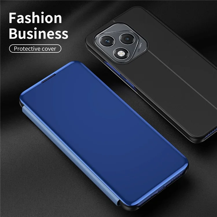 For Honor 400 Lite Case View Window Stand Leather Flip Phone Cover - Silver