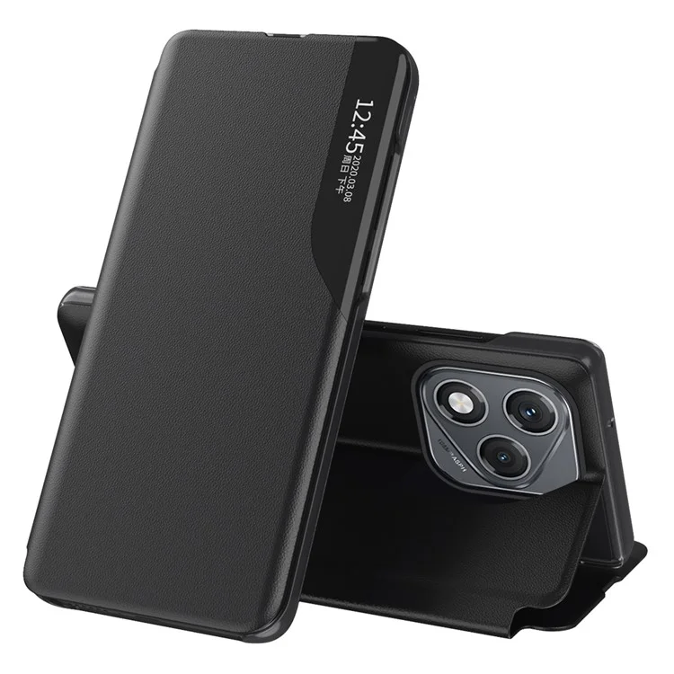 Étui For Honor 400 Lite Support Protection Intégrale Cuir Housse de Téléphone - Noir