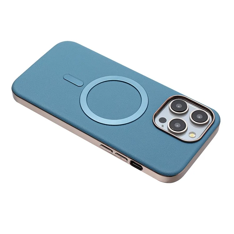 BINFEN COLOR BF40 Étui pour iPhone 16 Pro Max Compatible avec MagSafe - Coque Arrière en PU Électrolytique + TPU - Bleu Bébé