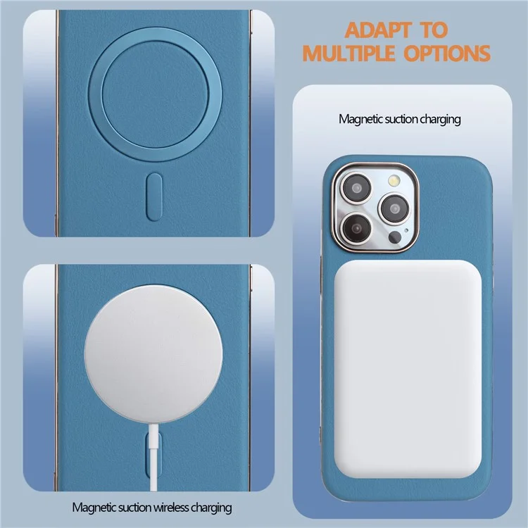 BINFEN COLOR BF40 Étui pour iPhone 16 Pro Max Compatible avec MagSafe - Coque Arrière en PU Électrolytique + TPU - Bleu Bébé