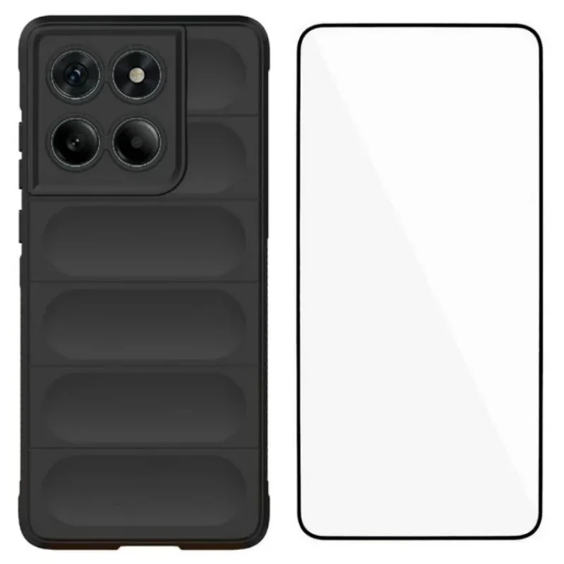 WANLONFENG HD Series Funda TPU para Motorola Edge 60 Fusion 5G Antideslizante con Película de Vidrio Templado - Negro
