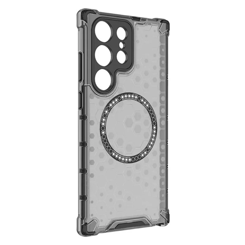 WANLONFENG FC Series For Samsung Galaxy S25 Ultra Case Compatible with MagSafe TPU + PC Phone Cover with Tempered Glass - Black