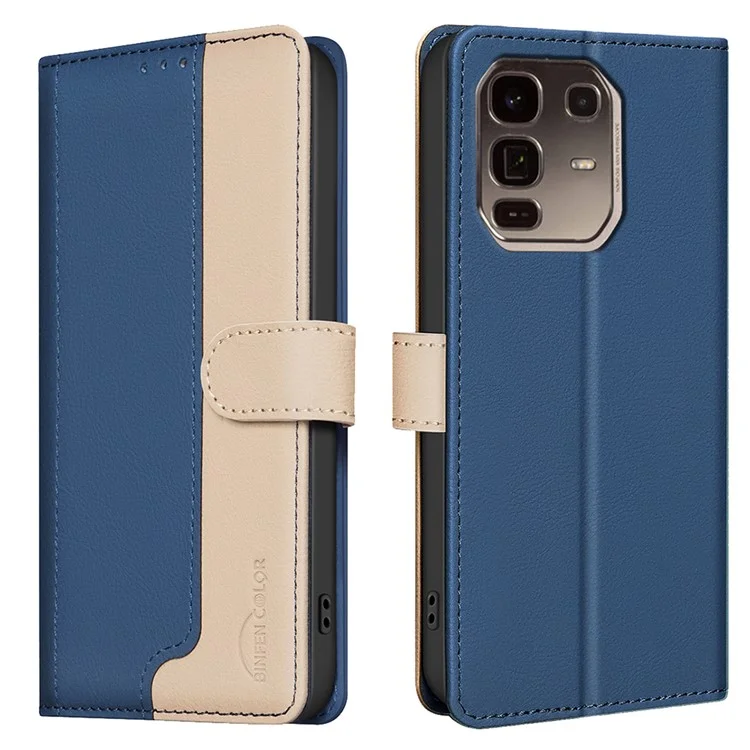 BINFEN COLOR BF33 Für Infinix Note 50 Pro+ 5G Ledertasche Farbkombination RFID-blockierendes Wallet-Ständer-Handyhülle - Blau