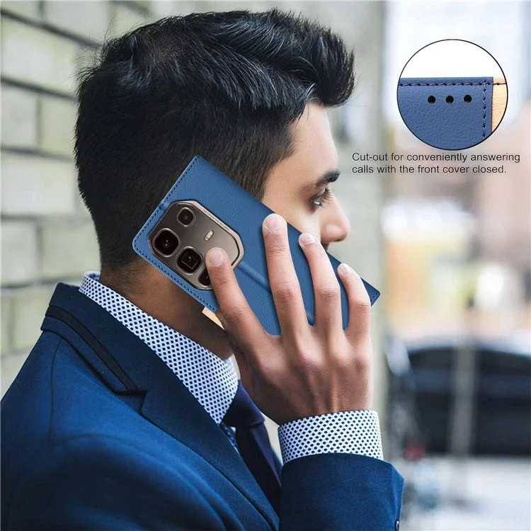 BINFEN COLOR BF33 Für Infinix Note 50 Pro+ 5G Ledertasche Farbkombination RFID-blockierendes Wallet-Ständer-Handyhülle - Blau