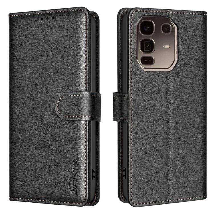 BINFEN COLOR BF32 Étui portefeuille en cuir avec blocage RFID pour Infinix Note 50 Pro+ 5G - Noir