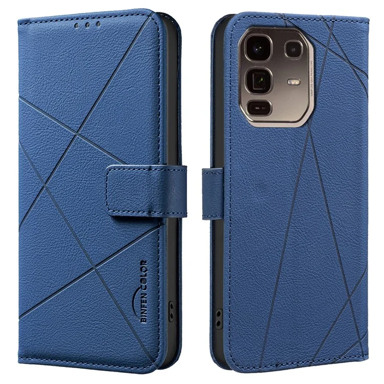 Pour Infinix Note 50 Pro+ 5G Étui BINFEN COLOR BF35 Cuir Imprimé Géométrique Housse de Téléphone Blocage RFID avec Portefeuille et Support - Bleu