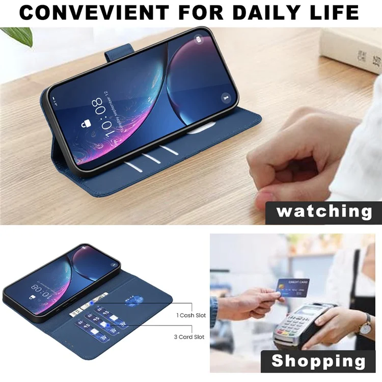 Pour Infinix Note 50 Pro+ 5G Étui BINFEN COLOR BF35 Cuir Imprimé Géométrique Housse de Téléphone Blocage RFID avec Portefeuille et Support - Bleu