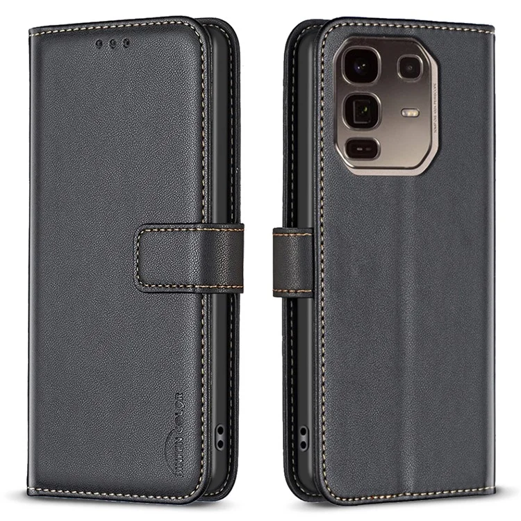 BINFEN COLOR BF17 For Infinix Note 50 Pro+ 5G Case Wallet Folio Flip Leather Cover - Black