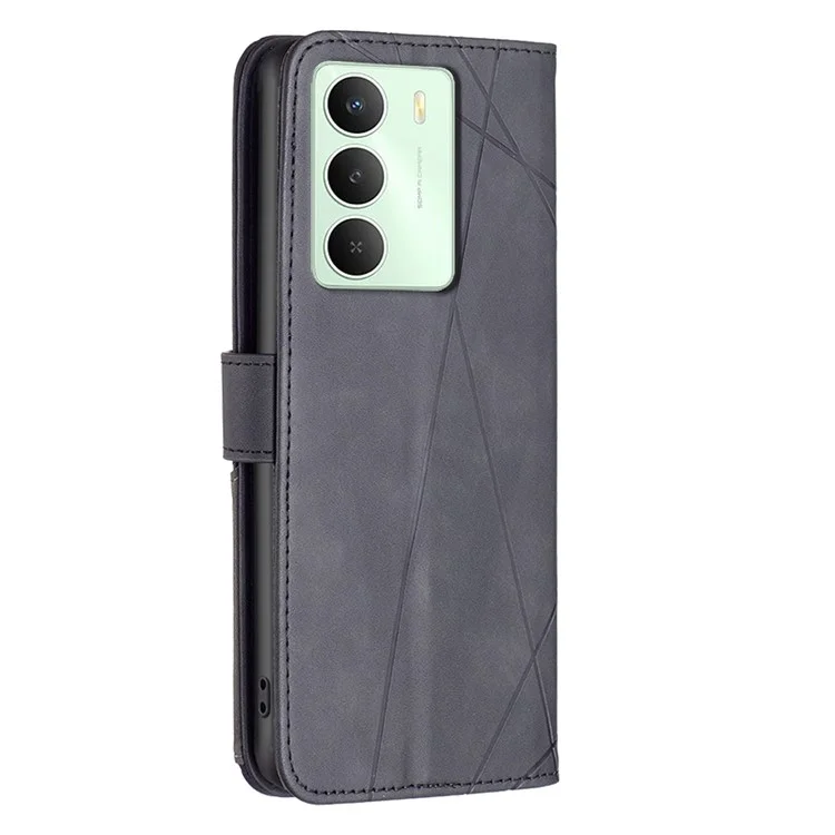 BINFEN COLOR Pour Étui Portefeuille Realme 14x 5G Support Géométrique en Cuir Imprimé - Noir