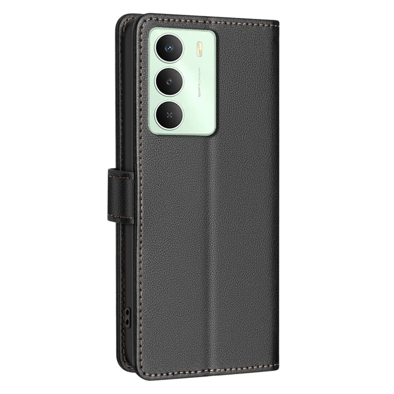 BINFEN COLOR BF32 For Realme 14x 5G Leather Case Wallet RFID Blocking Phone Cover - Black