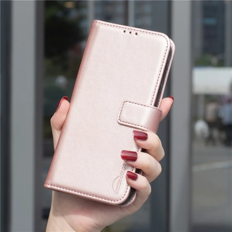 BINFEN COLOR BF17 Für Realme 14x 5G Hülle Brieftasche Folio Flip Ledercover - Roségold