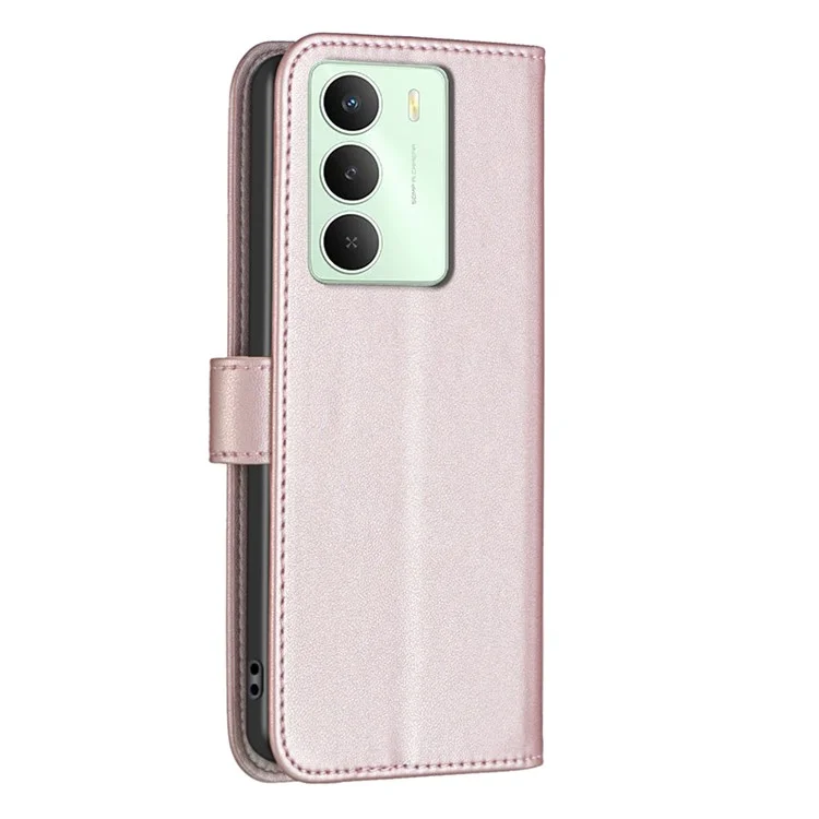 BINFEN COLOR BF17 Für Realme 14x 5G Hülle Brieftasche Folio Flip Ledercover - Roségold