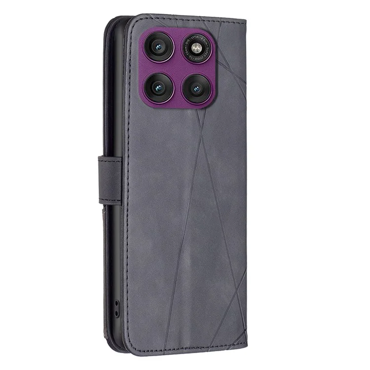 BINFEN COLOR Pour Motorola Edge 60 Pro 5G Étui Portefeuille Support Géométrique en Cuir Imprimé - Noir