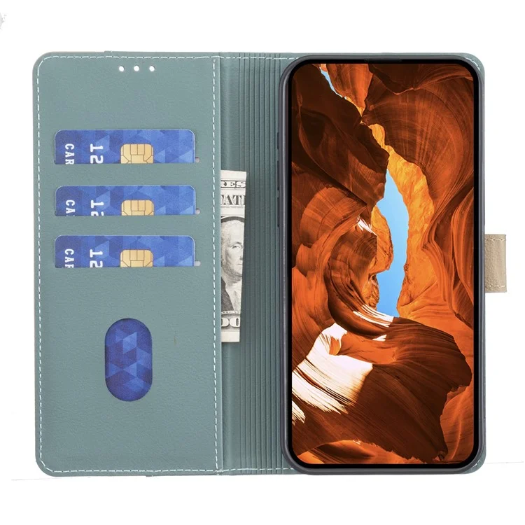 BINFEN COLOR BF33 Lederhülle für Motorola Edge 60 Pro 5G mit Farbakzenten, RFID-Schutz, Brieftaschen-Ständer Handyhülle - Grün