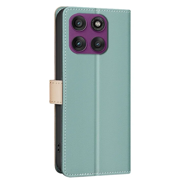 BINFEN COLOR BF33 Lederhülle für Motorola Edge 60 Pro 5G mit Farbakzenten, RFID-Schutz, Brieftaschen-Ständer Handyhülle - Grün