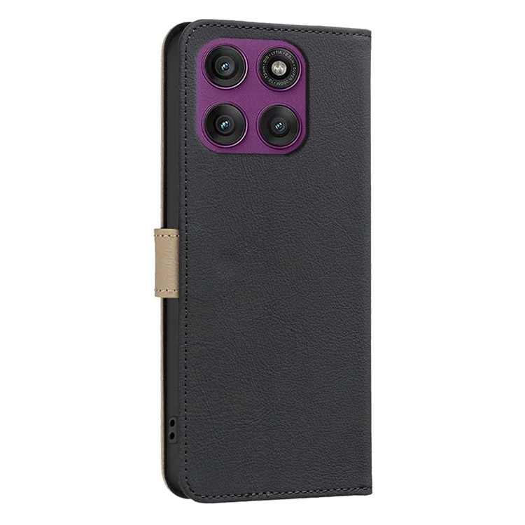 Pour Motorola Edge 60 Pro 5G Étui en cuir BINFEN COLOR BF36 Housse de téléphone à motif floral Blocage RFID Porte-cartes - Noir