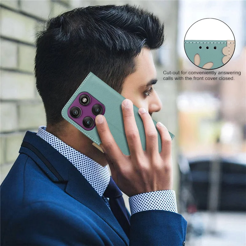 For Motorola Edge 60 Pro 5G Leather Case BINFEN COLOR BF36 Floral Pattern Phone Cover RFID Blocking Wallet Stand - Green