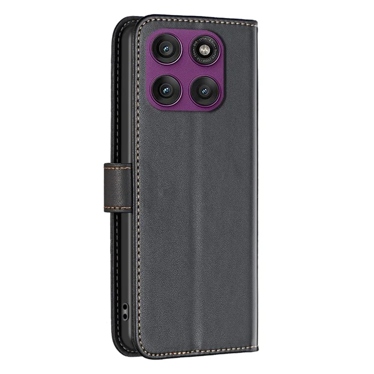 BINFEN COLOR BF17 Hülle für Motorola Edge 60 Pro 5G Wallet Folio Flip Lederhülle - Schwarz