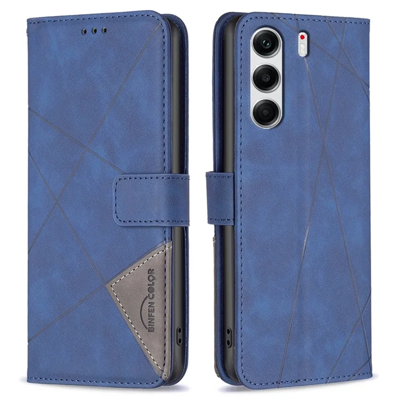 BINFEN COLOR For TECNO Camon 40 Pro 4G Phone Case Wallet Stand Geometry Imprinted Leather Cover - Blue