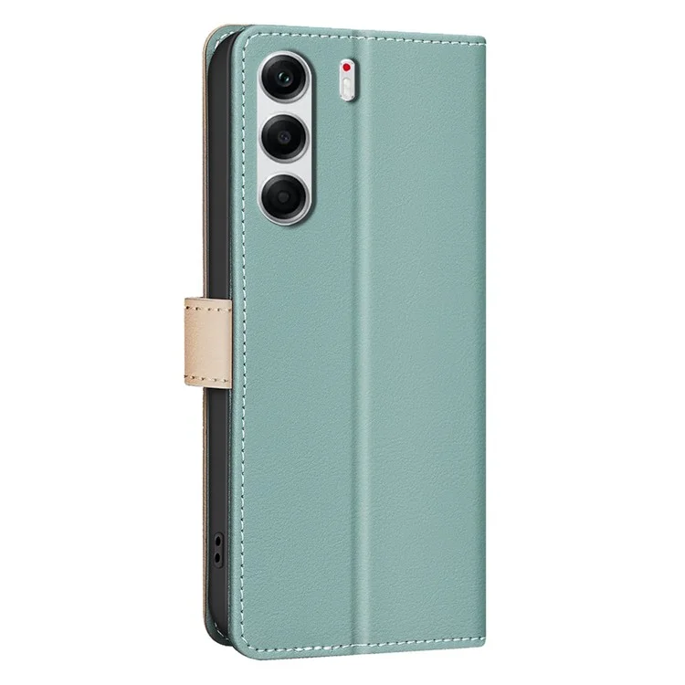 BINFEN COLOR BF33 For TECNO Camon 40 Pro 4G Leather Case Splicing Color RFID Blocking Wallet Stand Phone Cover - Green