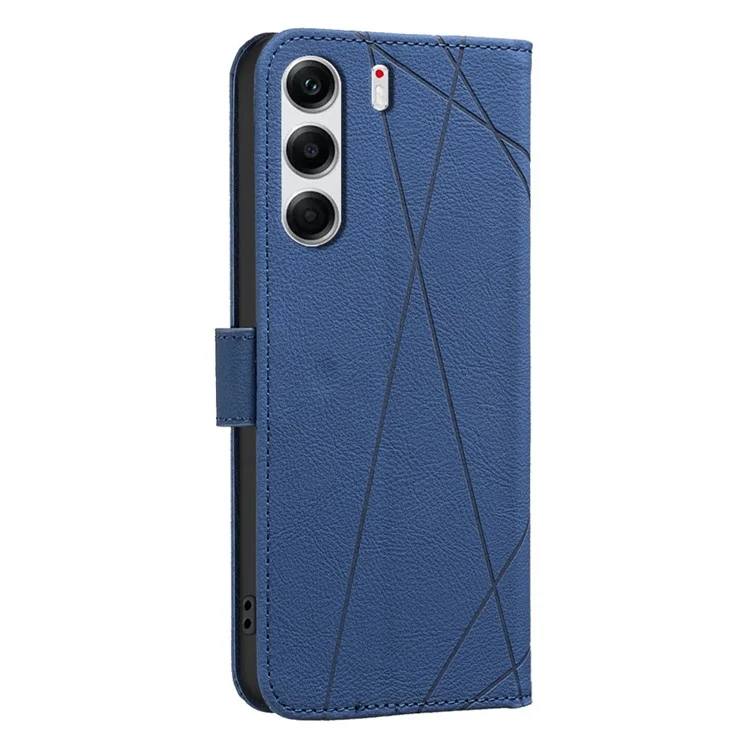 Чехол для TECNO Camon 40 Pro 4G BINFEN COLOR BF35 с геометрическим принтом из кожи, с блокировкой RFID, подставкой-книжкой - Синий