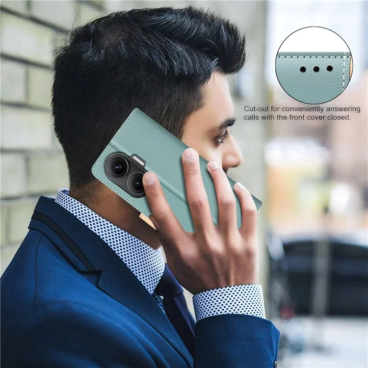 BINFEN COLOR BF33 For Xiaomi Poco F7 5G / Redmi Turbo 4 Pro 5G Leather Case Splicing Color RFID Blocking Wallet Stand Phone Cover - Green