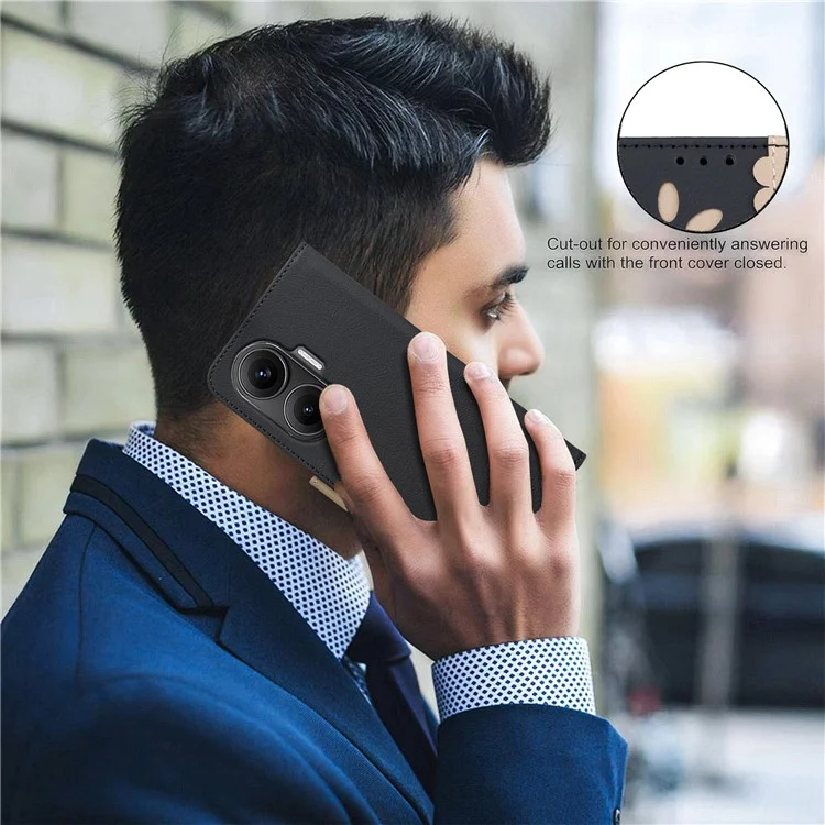 Para Xiaomi Poco F7 5G / Redmi Turbo 4 Pro 5G Funda de Cuero BINFEN COLOR BF36 Patrón Floral Protección Tarjetas Cartera con Soporte - Negro