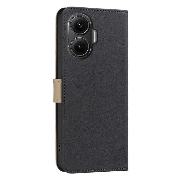 Para Xiaomi Poco F7 5G / Redmi Turbo 4 Pro 5G Funda de Cuero BINFEN COLOR BF36 Patrón Floral Protección Tarjetas Cartera con Soporte - Negro